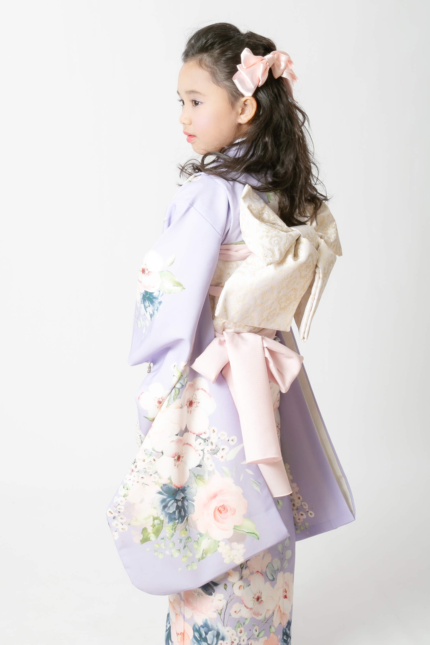 洋花着物レンタル　７歳　紫