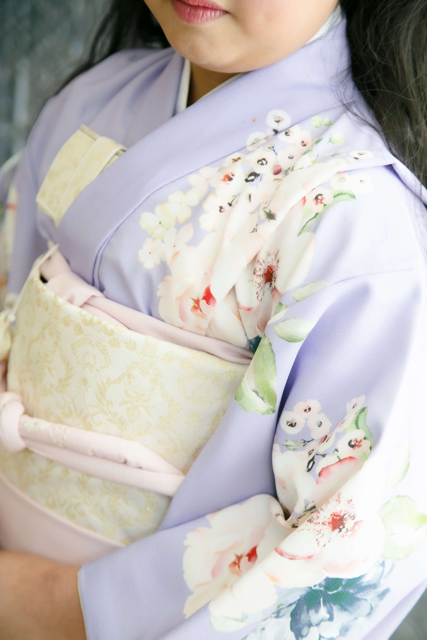 洋花着物レンタル　７歳　紫